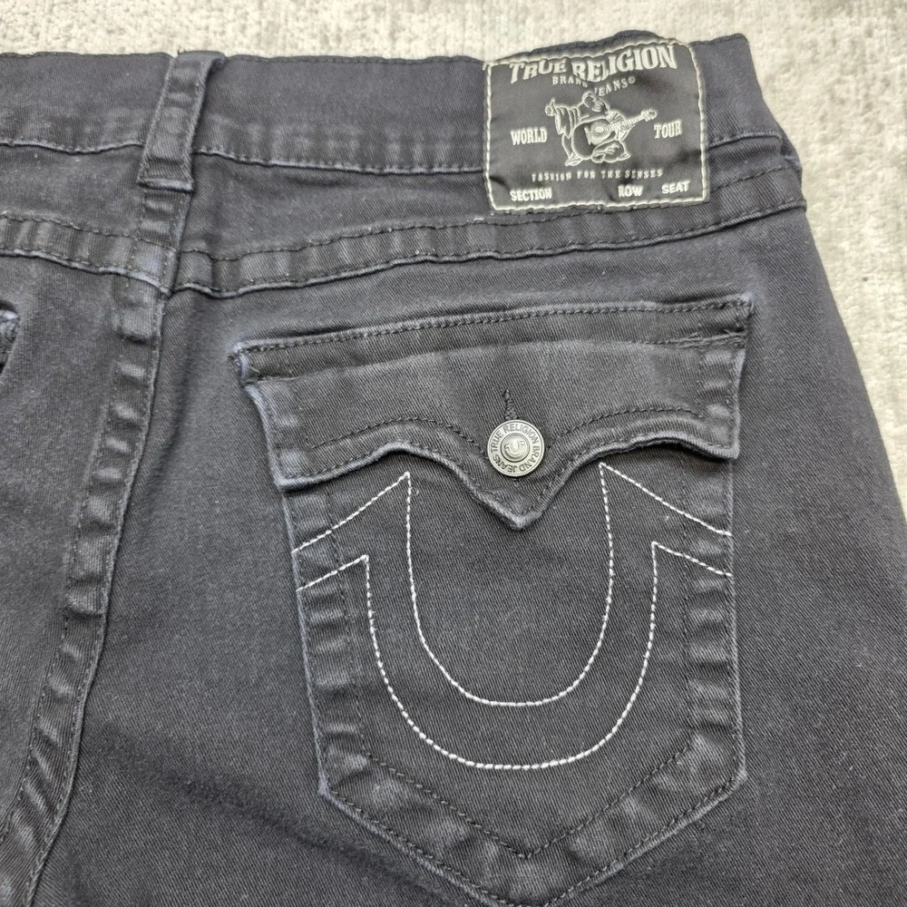 True Religion Ricky Relaxed Straight Black Jeans Mens 38 Flap Pocket Denim